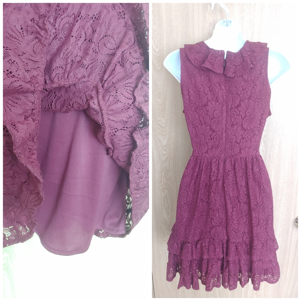 Francescas Flirty Ruffle Front Lace Dres - Picture 2 of 4